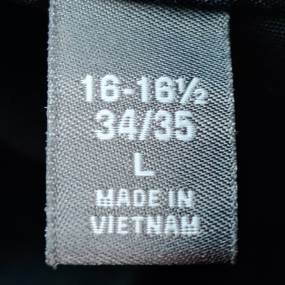 VAN HEUSEN Wrinkle Free Button Down Shirt L 16/16.5 34/35 Regular Black Mens - Picture 5 of 9